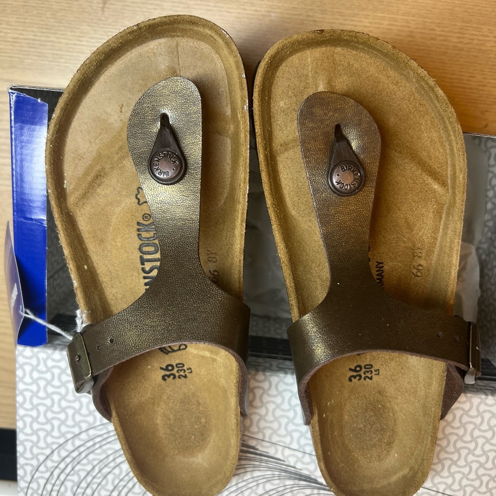 Birkenstock Gizeh BS women Size 36 W 5.0, Golden Brown NWT